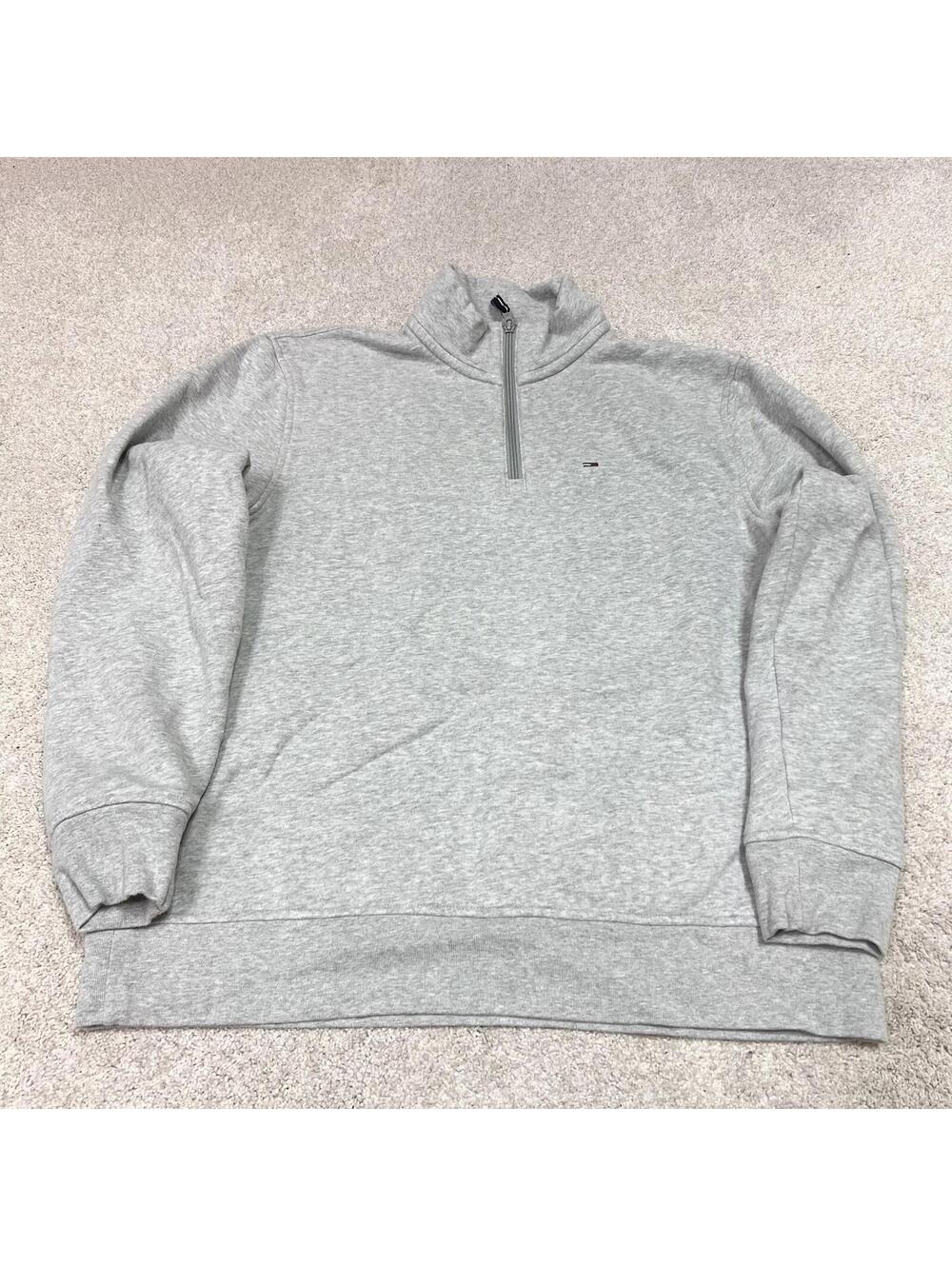 Tommy Hilfiger Sweatshirt Men’s Gray Long Sleeve 1/4 Zip Pullover Large